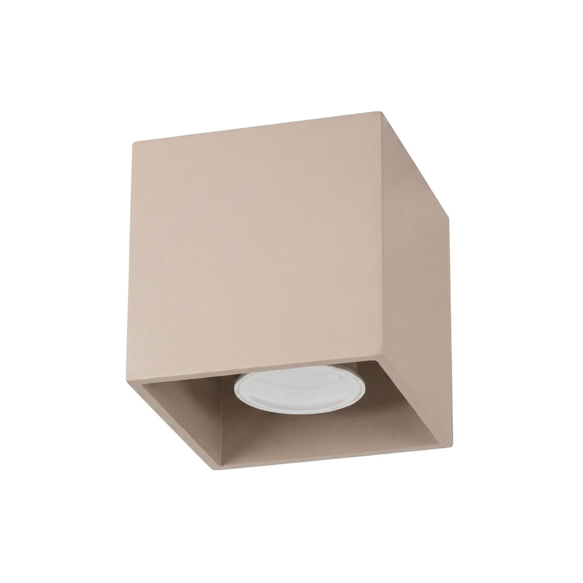 Plafonnier cube Quad laque taupe détouré sur fond blanc