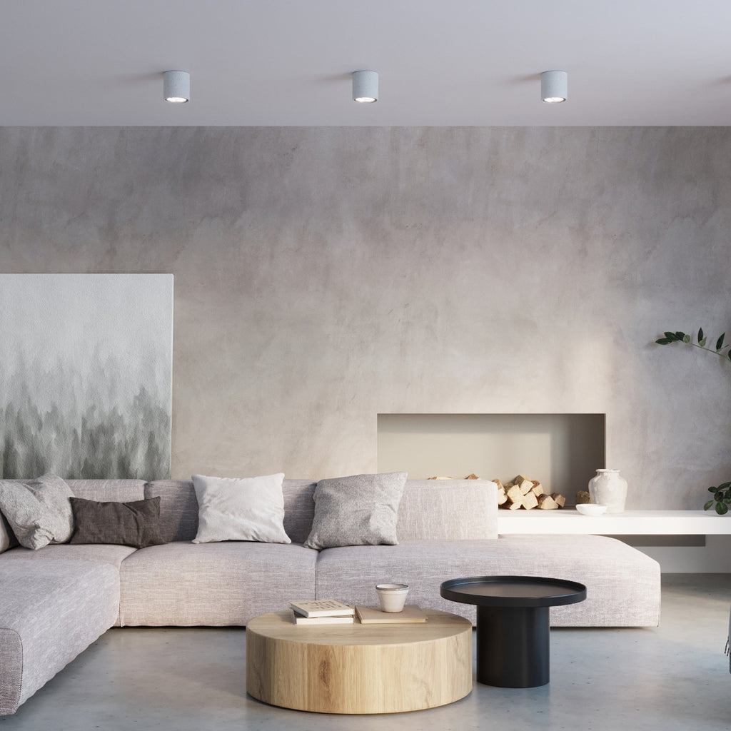Plafonnier Cullo en béton en situation dans un intérieur