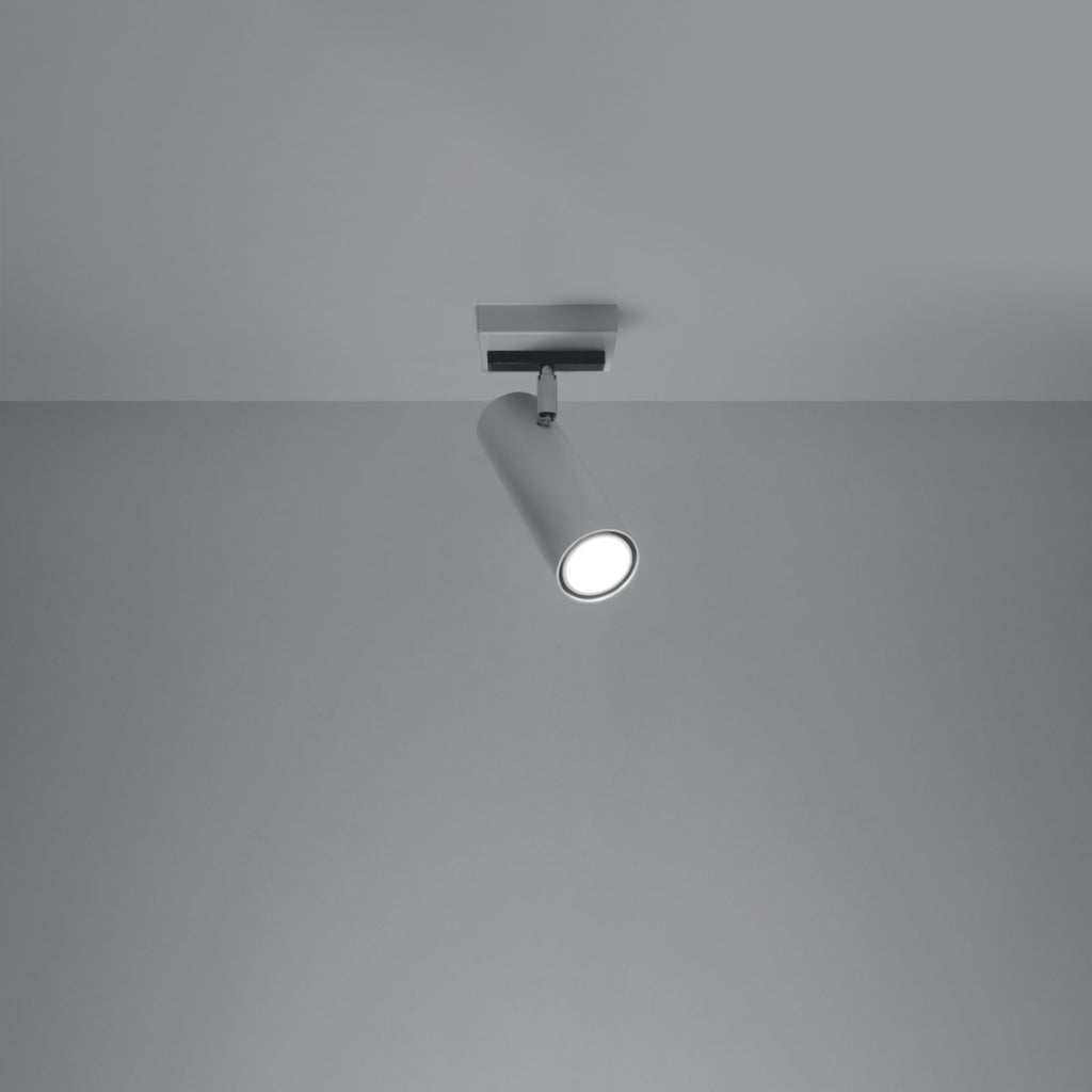 Plafonnier Direzione 1 spot acier blanc allumé, faisceau orientable