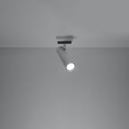 Plafonnier Direzione 1 spot acier blanc allumé, faisceau orientable