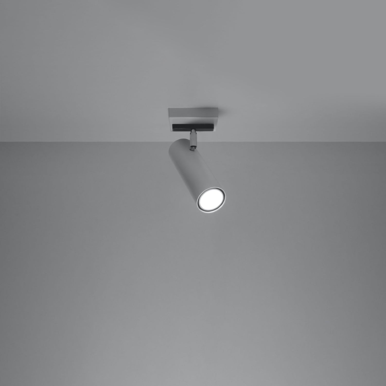 Plafonnier Direzione 1 spot acier blanc allumé, faisceau orientable