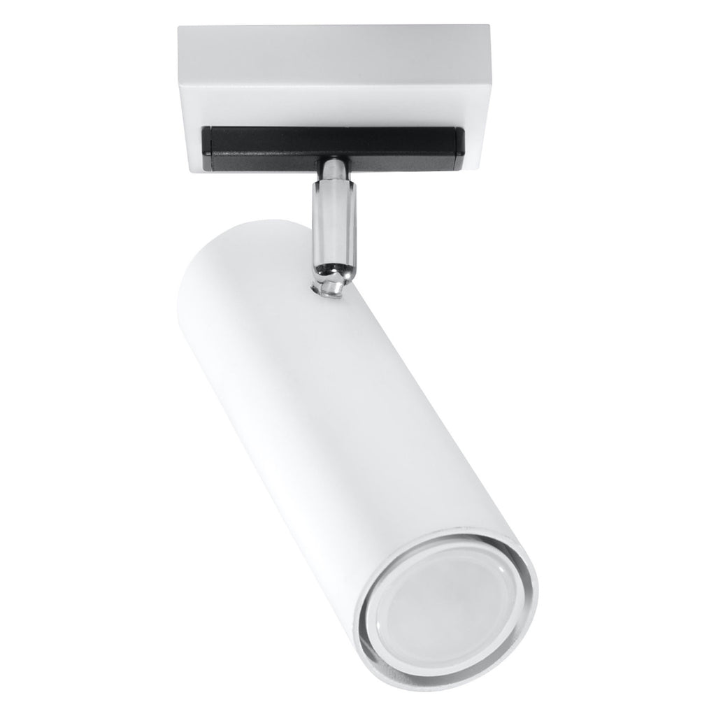 Plafonnier Direzione 1 spot en acier blanc, tube orientable