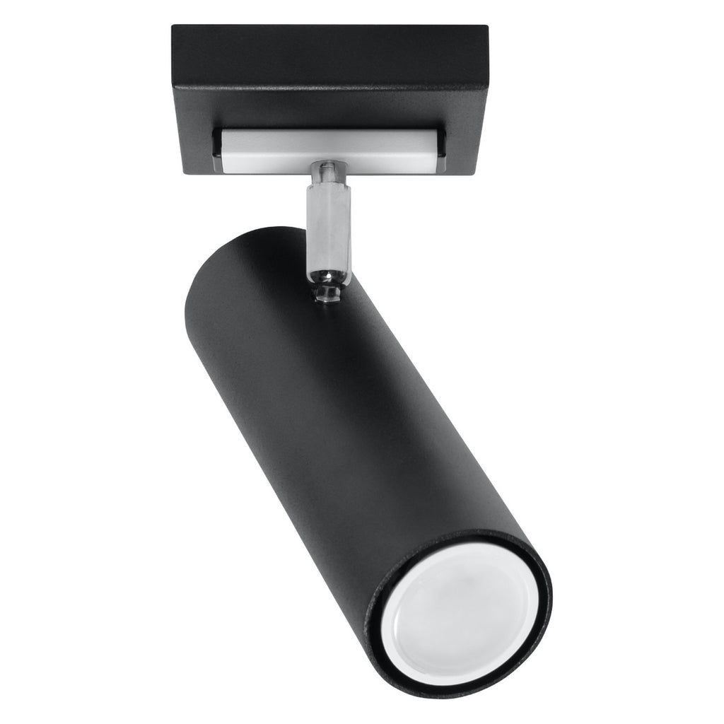 Plafonnier Direzione 1 spot en acier noir, tube orientable