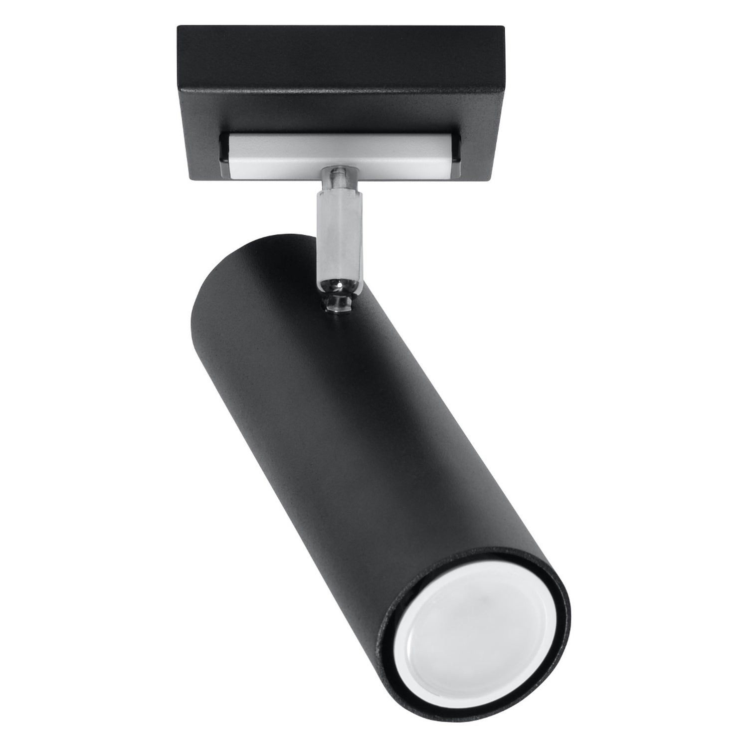 Plafonnier Direzione 1 spot en acier noir, tube orientable