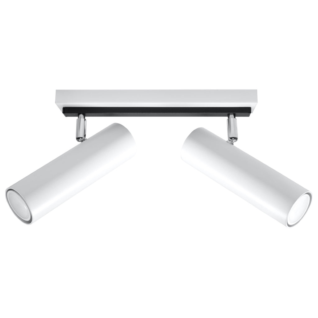 Plafonnier Direzione 2 spots en acier blanc, tubes orientables