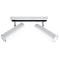 Plafonnier Direzione 2 spots en acier blanc, tubes orientables