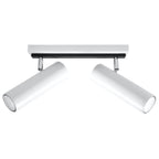 Plafonnier Direzione 2 spots en acier blanc, tubes orientables