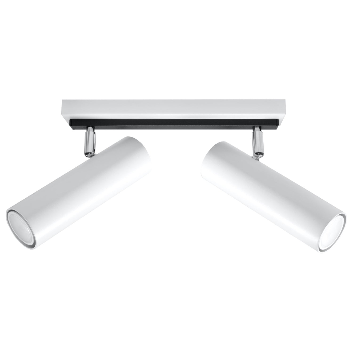 Plafonnier Direzione 2 spots en acier blanc, tubes orientables