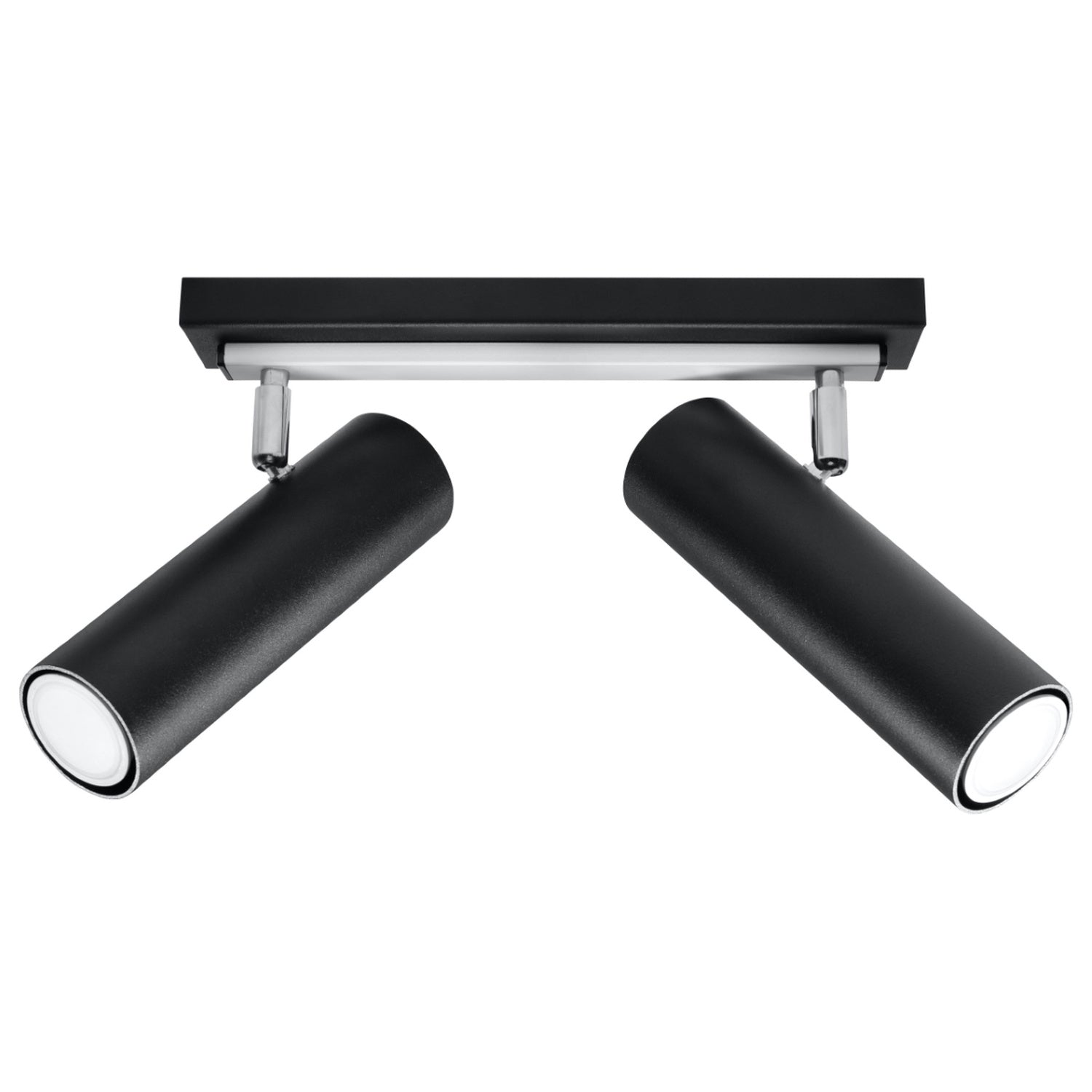 Plafonnier Direzione 2 spots en acier noir, tubes orientables