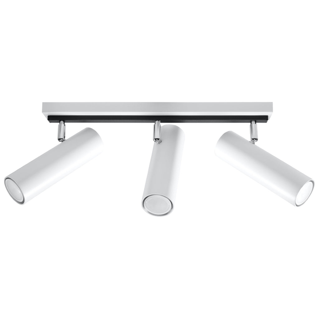 Plafonnier Direzione 3 spots en acier blanc, tubes orientables