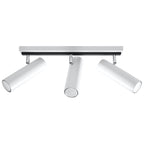 Plafonnier Direzione 3 spots en acier blanc, tubes orientables
