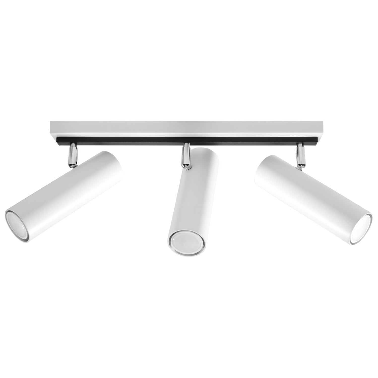 Plafonnier Direzione 3 spots en acier blanc, tubes orientables