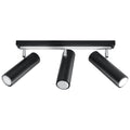 Plafonnier Direzione 3 spots en acier noir, tubes orientables