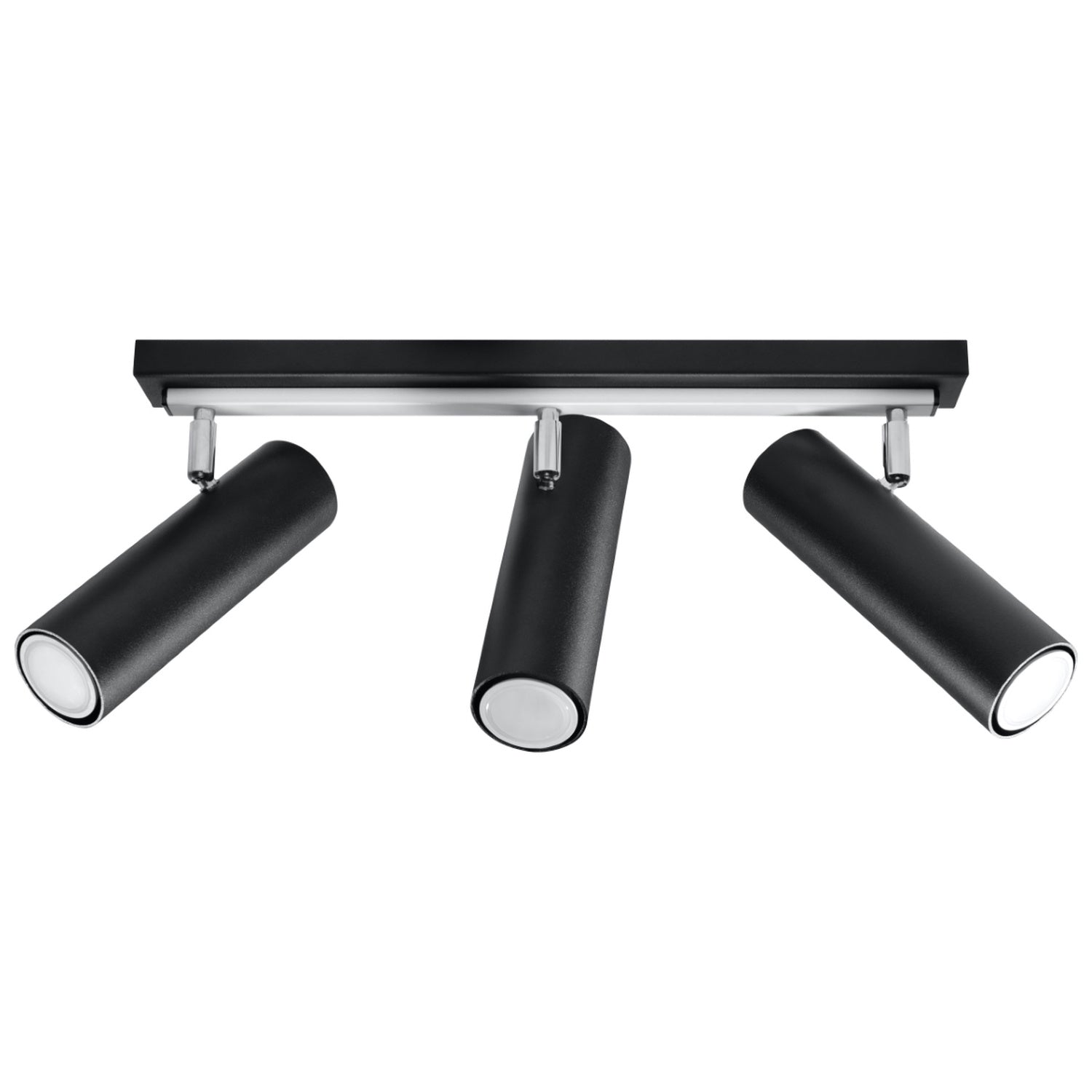 Plafonnier Direzione 3 spots en acier noir, tubes orientables