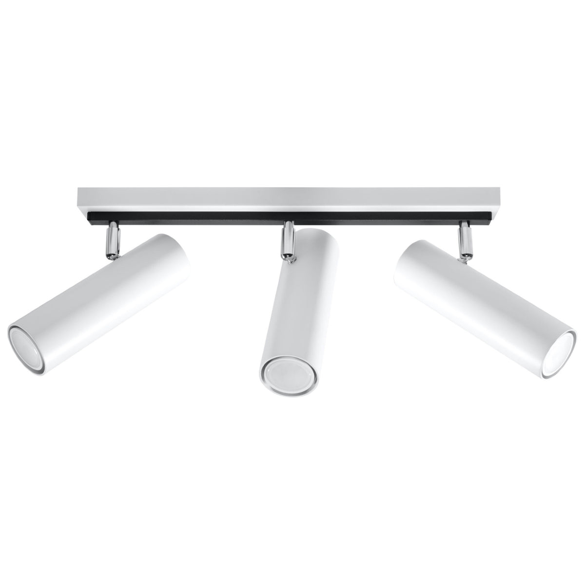 Plafonnier Direzione 3 spots métal blanc trois tubes orientables sur une barre à réglette contrastée