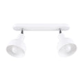 Plafonnier Elba 2 métal blanc E27, deux abat-jours cloche en acier blanc orientables sur une barre, ampoules E27