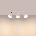Plafonnier Elba 3 métal blanc E27 allumé, ampoules E27 apparentes