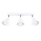 Plafonnier Elba 3 métal blanc E27, trois abat-jours cloche en acier blanc orientables sur une barre, ampoules E27