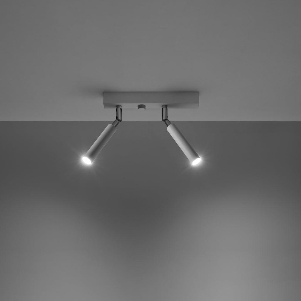 Plafonnier Eyetech 2 blanc allumé, faisceaux dirigés