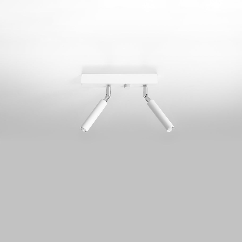 Plafonnier Eyetech 2 blanc, détail de la rotule chromée et du tube