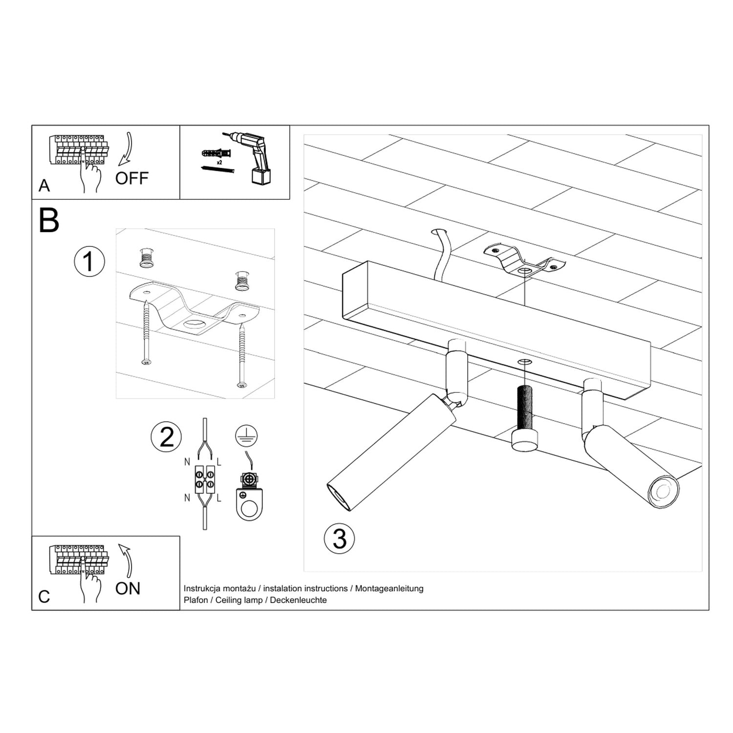 Notice de montage de l'plafonnier Eyetech blanc
