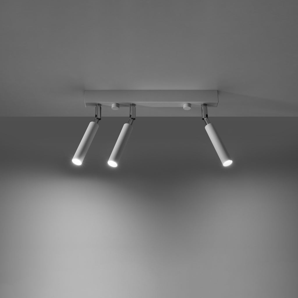 Plafonnier Eyetech 3 blanc allumé, faisceaux dirigés