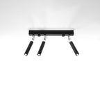 Plafonnier Eyetech 3 noir, détail de la rotule chromée et du tube