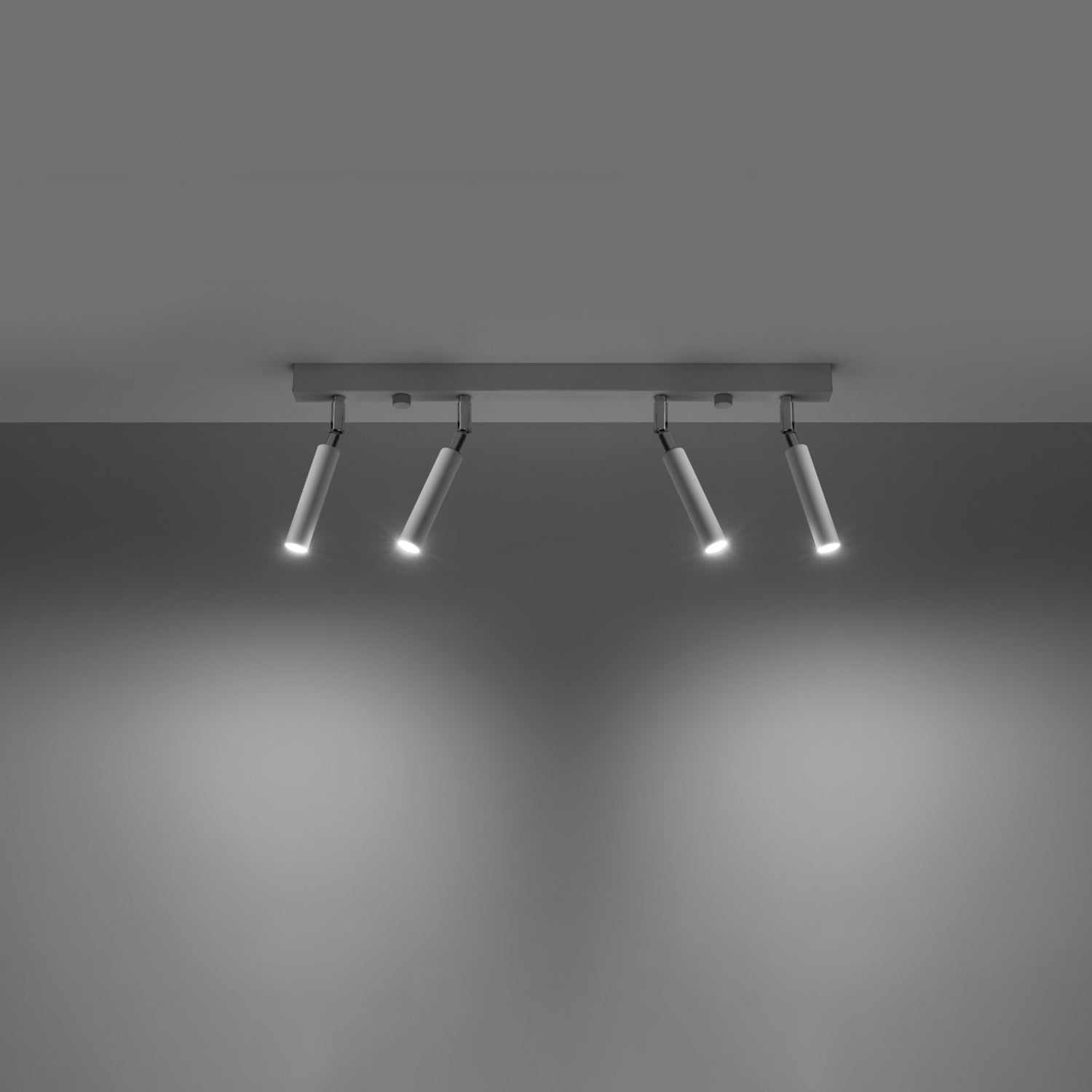 Plafonnier Eyetech 4 blanc allumé, faisceaux dirigés
