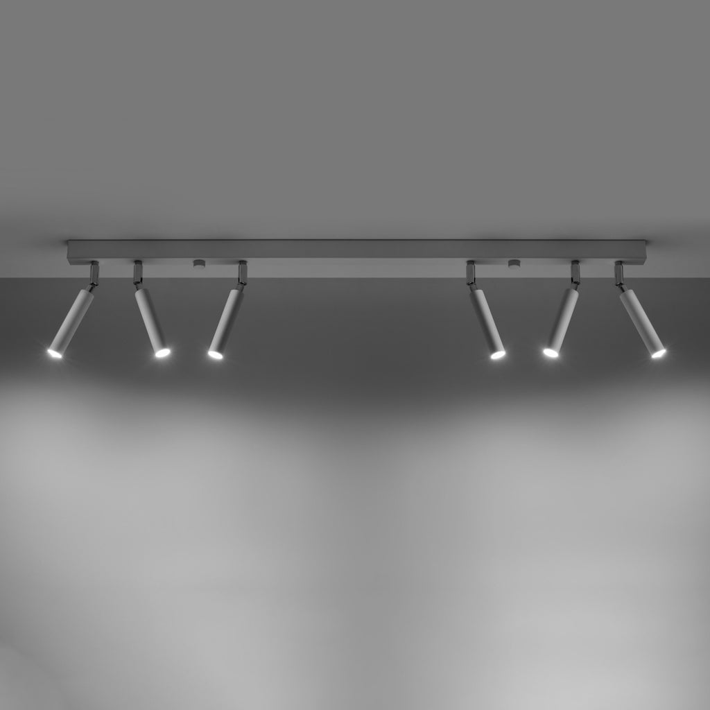Plafonnier Eyetech 6 blanc allumé, faisceaux dirigés