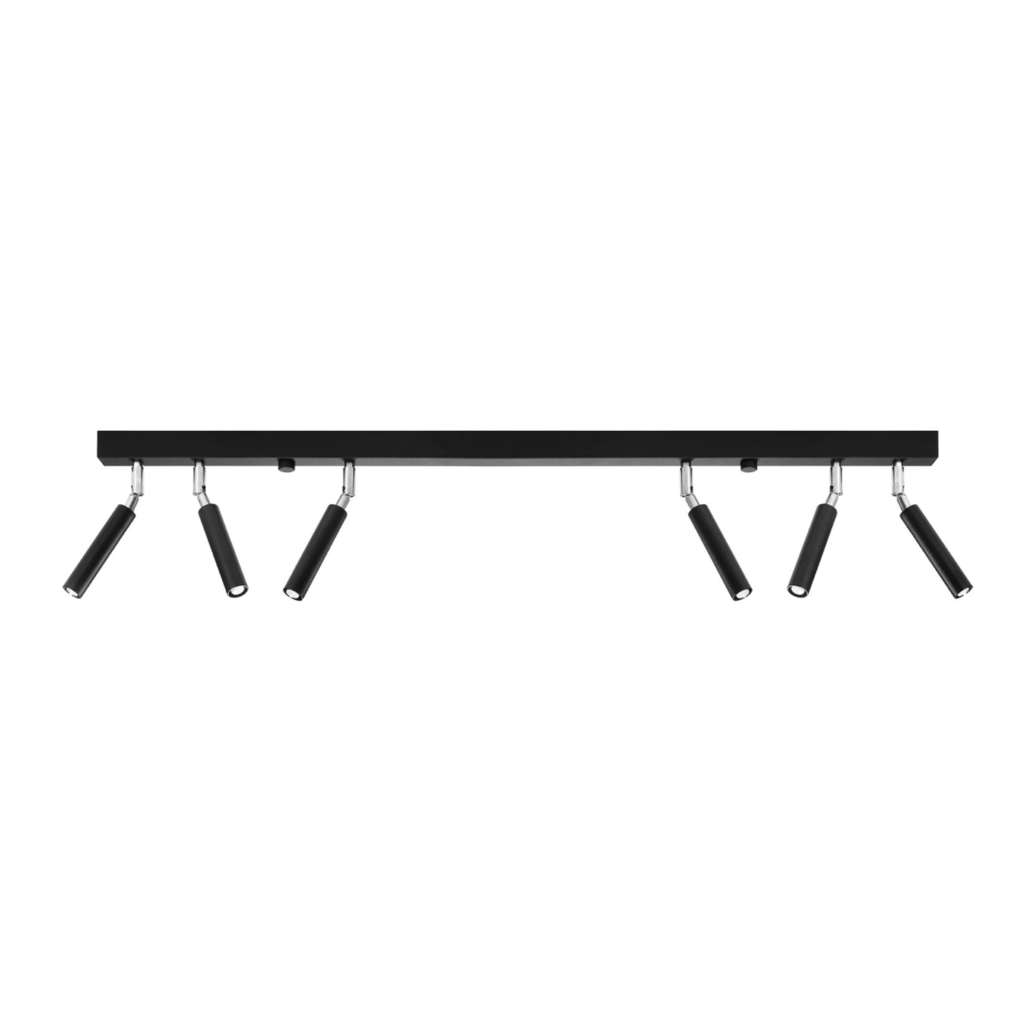 Plafonnier Eyetech 6 noir, spot orienté sur rotule chromée