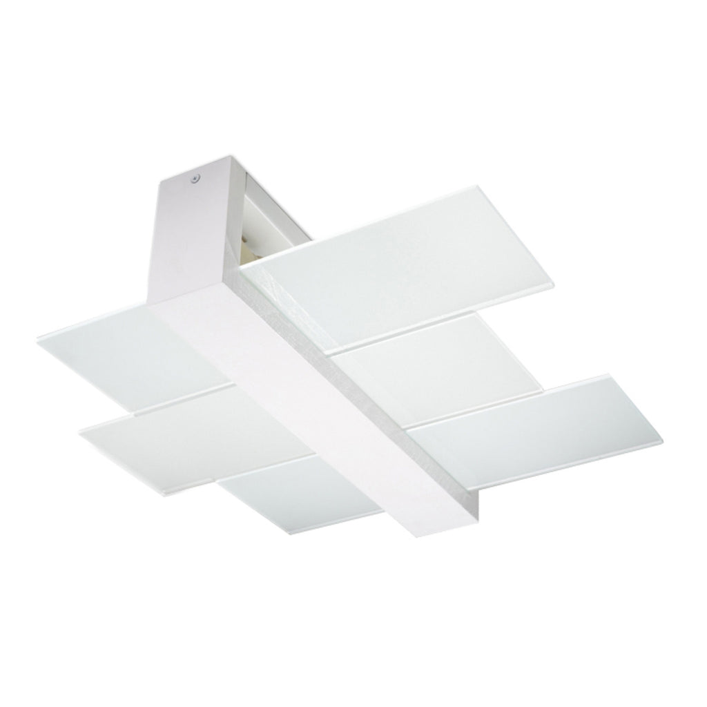 Plafonnier Feniks 2 en bois laqué blanc et verre blanc mat