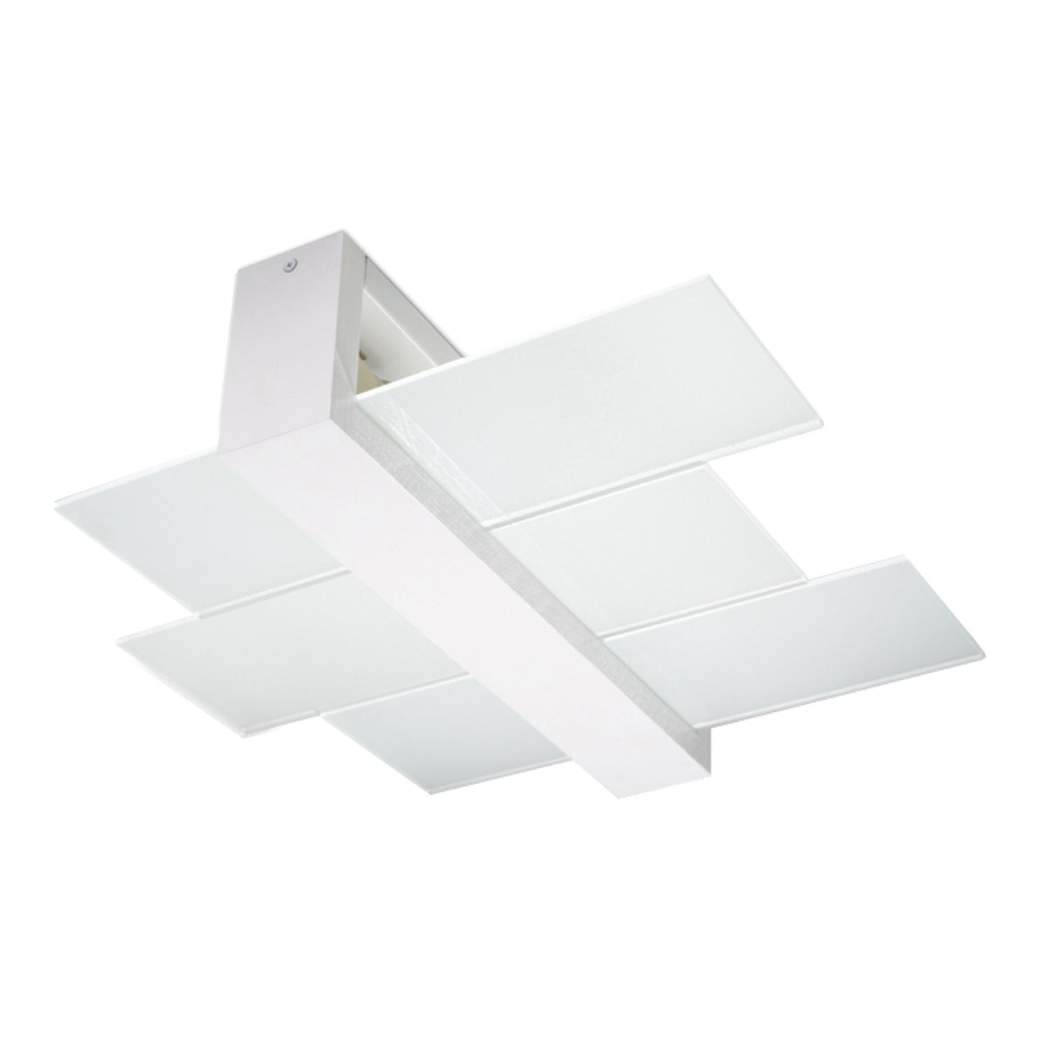 Plafonnier Feniks 2 en bois laqué blanc et verre blanc mat