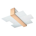 Plafonnier Feniks 2 en bois naturel et verre blanc mat