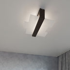 Plafonnier Feniks 2 bois wengé allumé, lumière diffuse