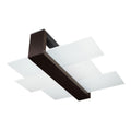 Plafonnier Feniks 2 en bois wengé et verre blanc mat