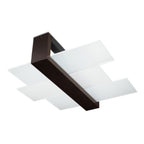 Plafonnier Feniks 2 en bois wengé et verre blanc mat