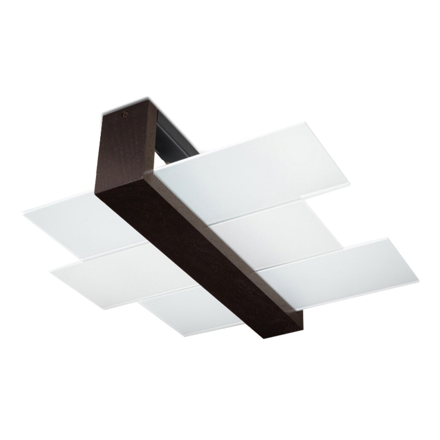 Plafonnier Feniks 2 en bois wengé et verre blanc mat