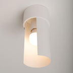 Plafonnier Flash métal blanc E27, gros plan allumé