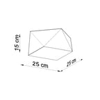 Schéma coté plafonnier Hexa 25 cm largeur 25 cm profondeur 25 cm hauteur 15 cm