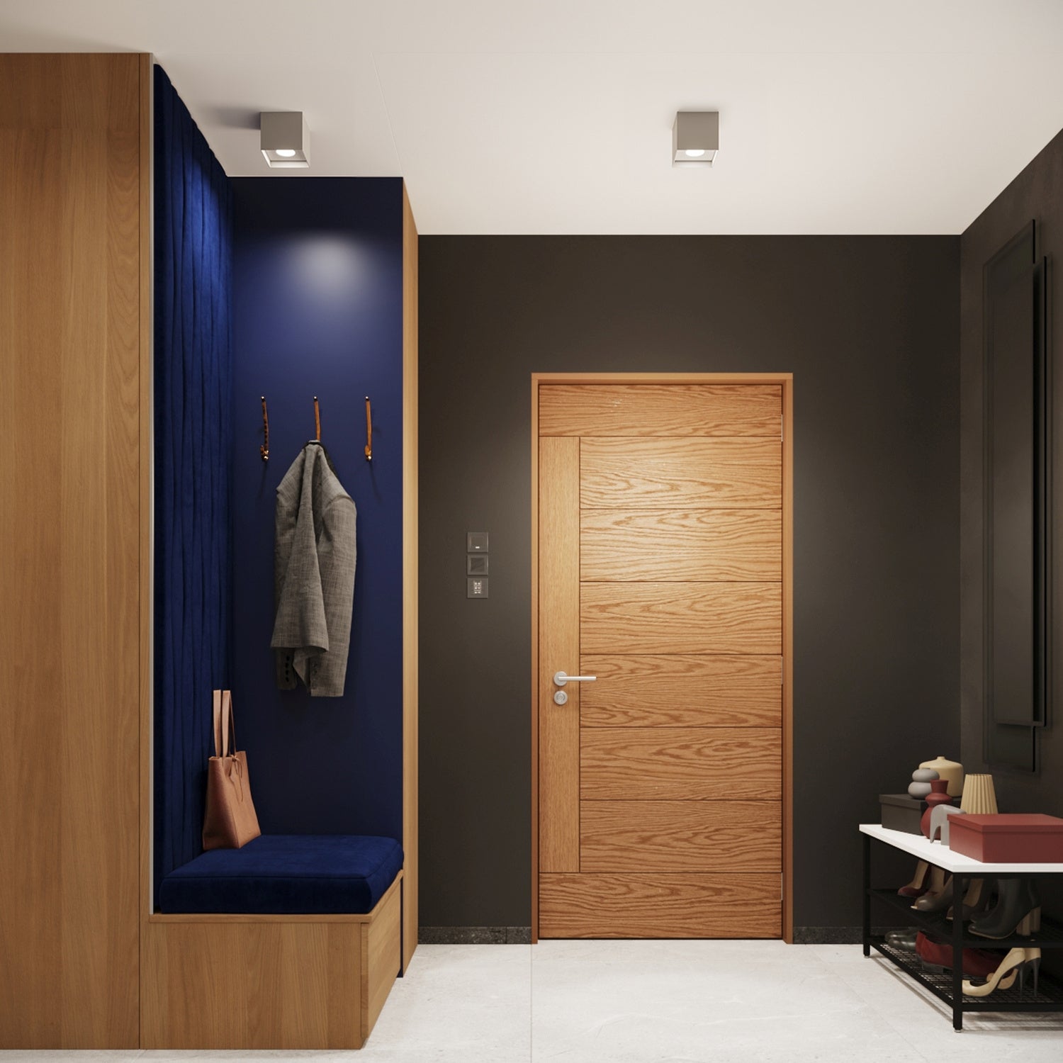 Plafonnier Hati aluminium gris GU10, ambiance contemporaine