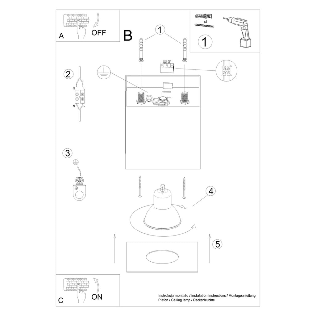 Notice de montage du Plafonnier Hati aluminium gris GU10