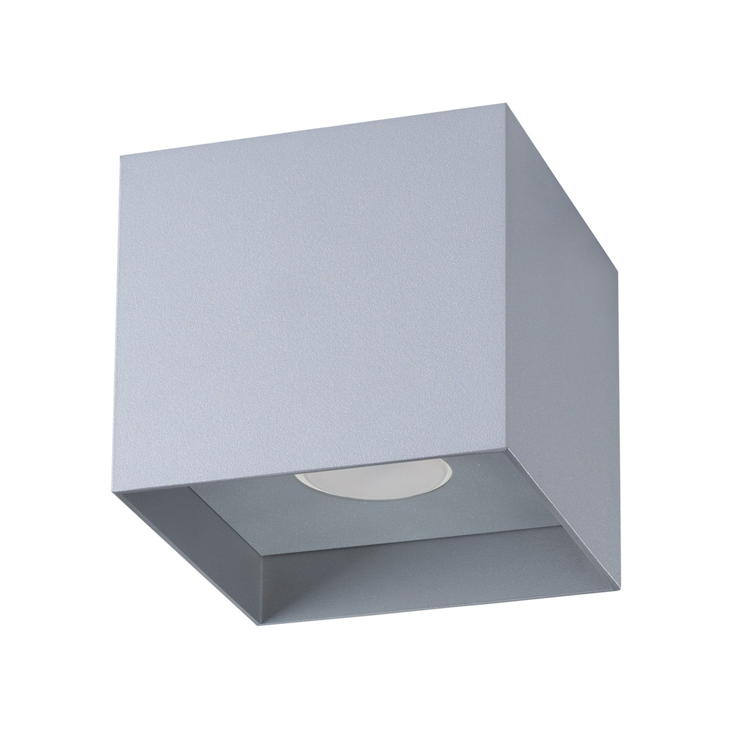 Plafonnier Hati aluminium gris GU10, cube d'aluminium gris, spot GU10 dirigé vers le bas