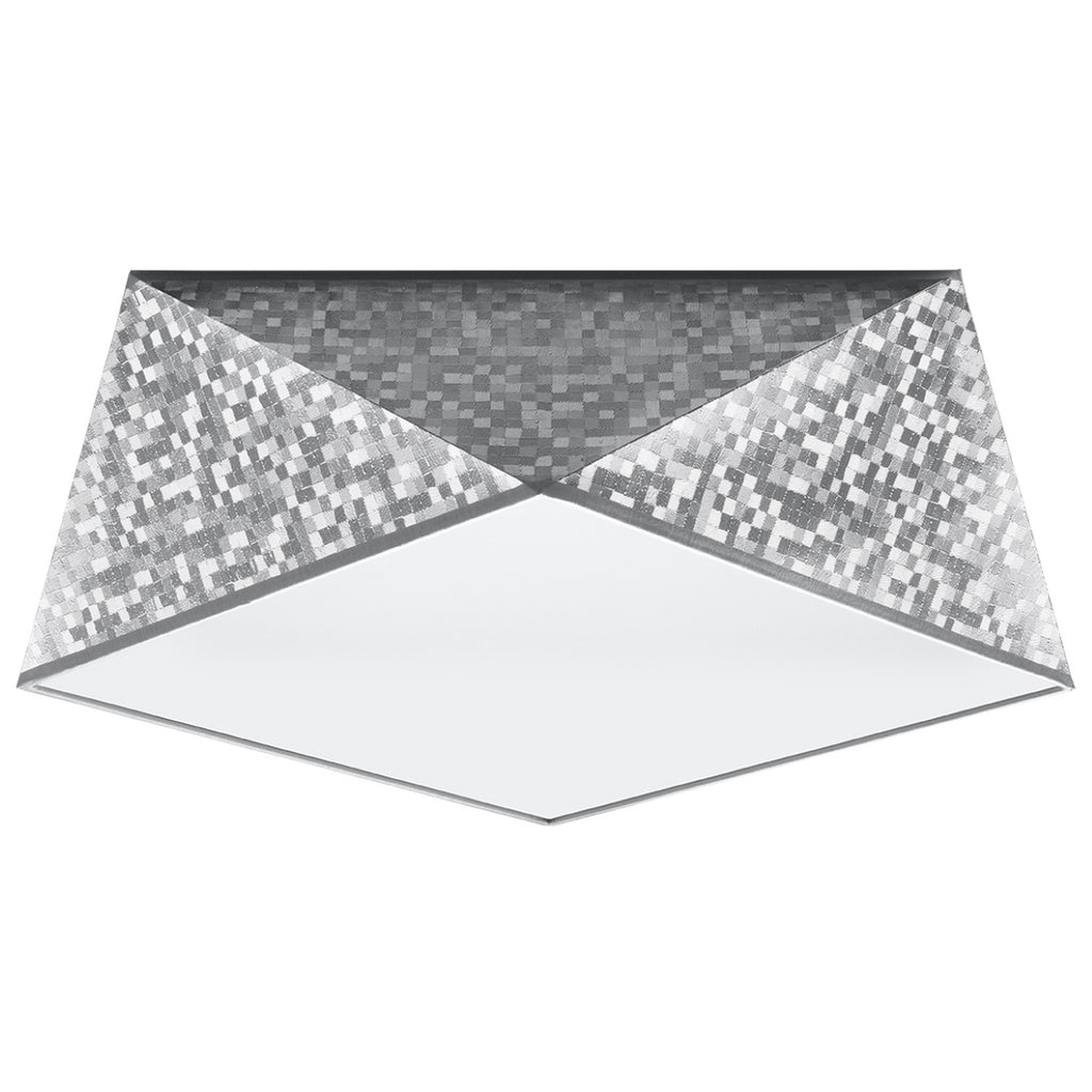 Plafonnier Hexa 35 en finition argent mosaïque, forme diamant facetté, vue de face
