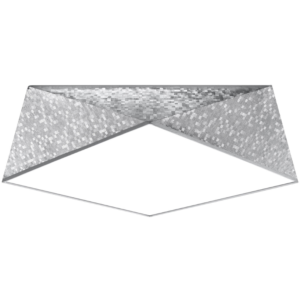 Plafonnier Hexa 45 en finition argent mosaïque, forme diamant facetté, vue de face
