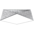 Plafonnier Hexa 45 en finition argent mosaïque, forme diamant facetté, vue de face