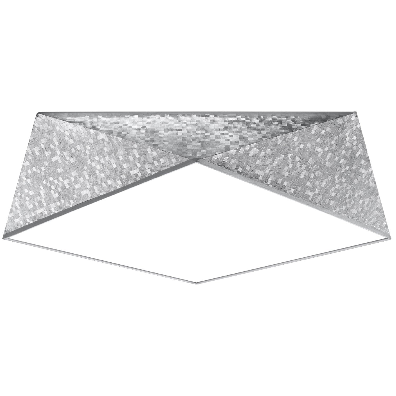 Plafonnier Hexa 45 en finition argent mosaïque, forme diamant facetté, vue de face