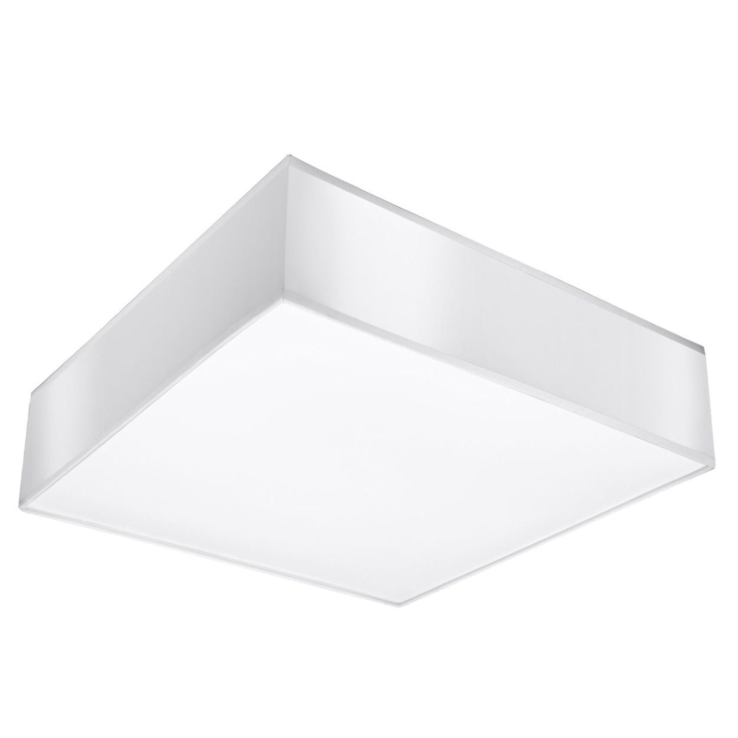Plafonnier Horus 35 blanc, plafonnier carré laqué et diffuseur blanc
