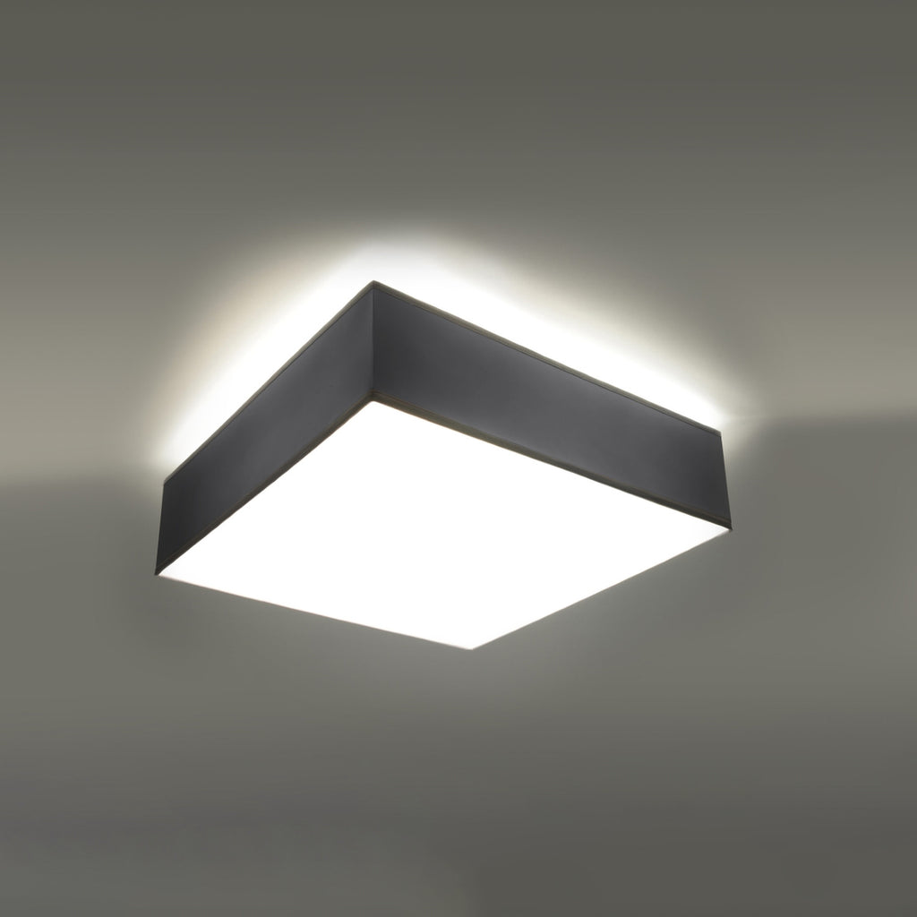 Plafonnier Horus 35 gris allumé, lumière diffuse vers le bas
