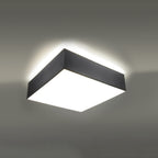 Plafonnier Horus 35 gris allumé, lumière diffuse vers le bas