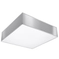 Plafonnier Horus 35 gris, plafonnier carré laqué et diffuseur blanc